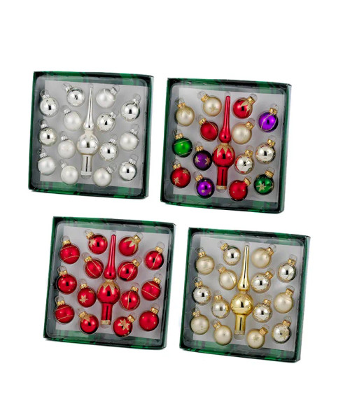 MINI GLASS BALL ORNAMENTS AND TREETOP SET - GG0323 MINI GLASS BALL ORNAMENTS AND TREETOP SET - GG0323
