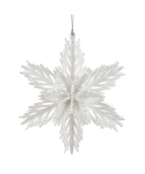 WINTER WHITE GLITTERED SNOWFLAKE ORNAMENT - J5087