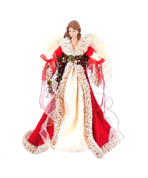 RED/IVORY ANGEL TREE TOPPER - UL2218 RED/IVORY ANGEL TREE TOPPER - UL2218