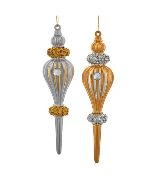 OMBRE GOLD AND SILVER FINIAL ORN - T3423 OMBRE GOLD AND SILVER FINIAL ORN - T3423
