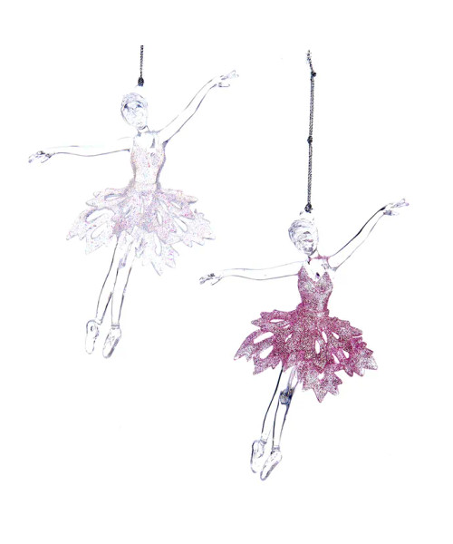PINK AND WHITE BALLET GIRL ORN - T2127
