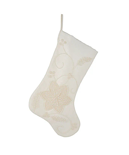 IVORY WITH PEARL BEADS STOCKING - SG0264