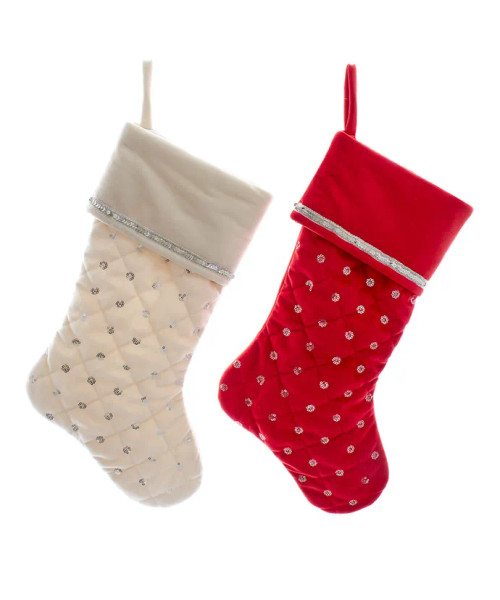 RED AND WHITE VELVET STOCKING - SG0269 RED AND WHITE VELVET STOCKING - SG0269
