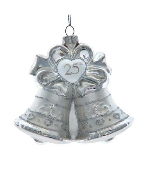 GLASS 25TH ANNIVERSARY BELL ORNAMENT - NBX0105 GLASS 25TH ANNIVERSARY BELL ORNAMENT - NBX0105