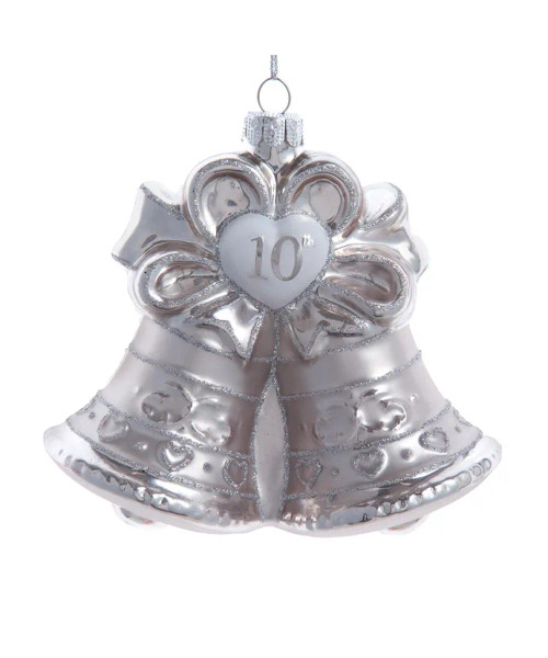 GLASS 10TH ANNIVERSARY BELL ORNAMENT - NBX0110 GLASS 10TH ANNIVERSARY BELL ORNAMENT - NBX0110