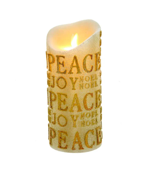 8" GOLD TEXT FLICKER FLAME CANDLE - JEL0949 8" GOLD TEXT FLICKER FLAME CANDLE - JEL0949