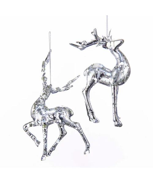 PLASTIC SILVER REINDEER ORNAMENTS - D3157