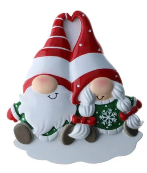 FAMILY OF 2 CHRISTMAS GNOME COUPLE ORNAMENT - OR2220-2