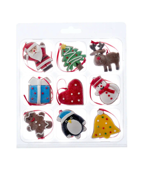 MINI CHRISTMAS SHAPE ORNAMENT SET OF 9 - D4304