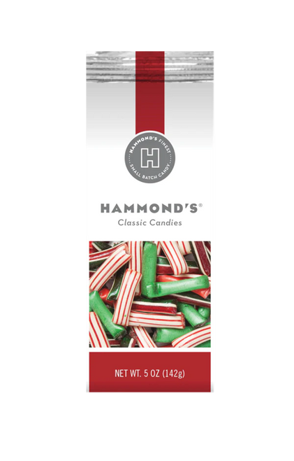 CHRISTMAS MIX STRAWS FILLED WITH CHOCOLATE AND CREME 5OZ GIFT BAG - HAMMONDS CANDIES - ST55015