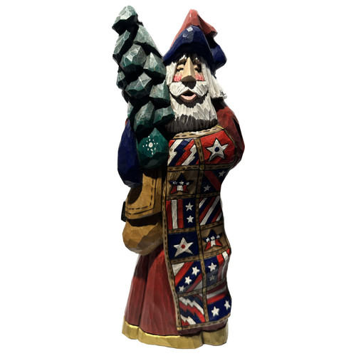 12" PATRIOTIC QUILT SANTA - 9665
