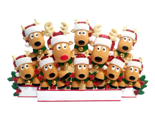 10 REINDEER FAMILY TABLE TOPPER - TT1527-10 10 REINDEER FAMILY TABLE TOPPER - TT1527-10