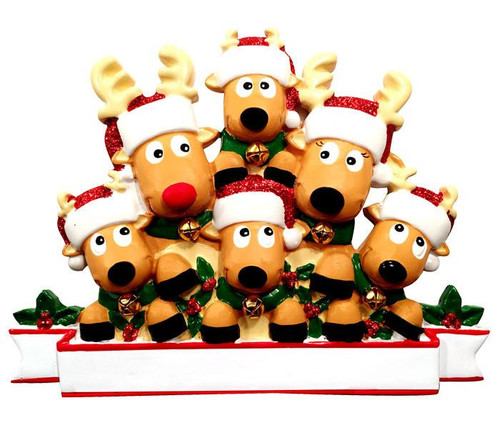 6 REINDEER FAMILY TABLE TOPPER - TT1527-6 6 REINDEER FAMILY TABLE TOPPER - TT1527-6