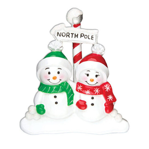 FAMILY OF 2 SNOWMEN IN THE NOTHPOLE TABLE TOPPER - TT967-2
