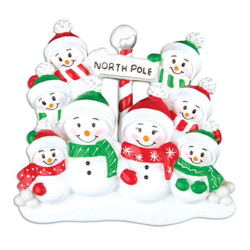 FAMILY OF 8 SNOWMEN IN THE NOTHPOLE TABLE TOPPER - TT967-8