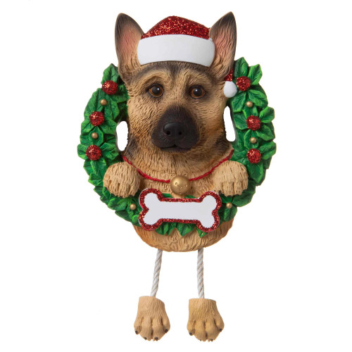PURE BREED DOG IN WREATH ORNAMENT - GERMAN SHEPARD - OR1712-GS