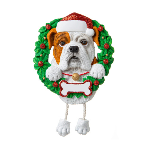 PURE BREED DOG IN WREATH ORNAMENT - BULLDOG - OR1712-BD