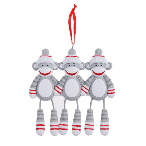 FAMILY OF 3 SOCK MONKEYS ORNAMENT - OR928-3 FAMILY OF 3 SOCK MONKEYS ORNAMENT - OR928-3