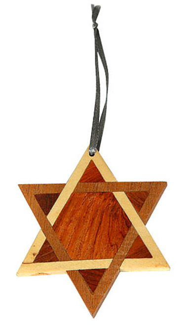 WOODEN STAR OF DAVID ORNAMENT - ORN1087