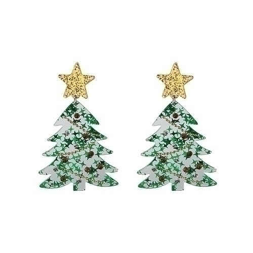GLITTER TREE EARRING - 12896
