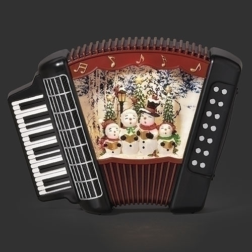 LIGHTED SWIRL ACCORDION SNOWMEN CAROLERS SNOWGLOBE - 137013