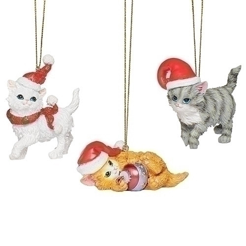 SANTA HAT CAT ORNAMNT - 137020