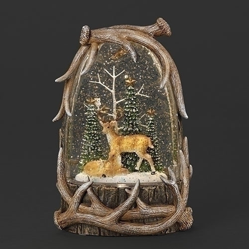 LIGHTED SWIRL DEER SCENE WITH ANTLER CASING - 137199