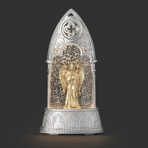 LIGHTED SHIMMERING ANGEL IN CHURCH ARCH WATER GLOBE - 137420 LIGHTED SHIMMERING ANGEL IN CHURCH ARCH WATER GLOBE - 137420