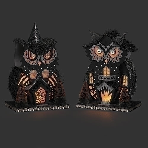 HALLOWEEN LIGHTED OWL HOUSE - 137835