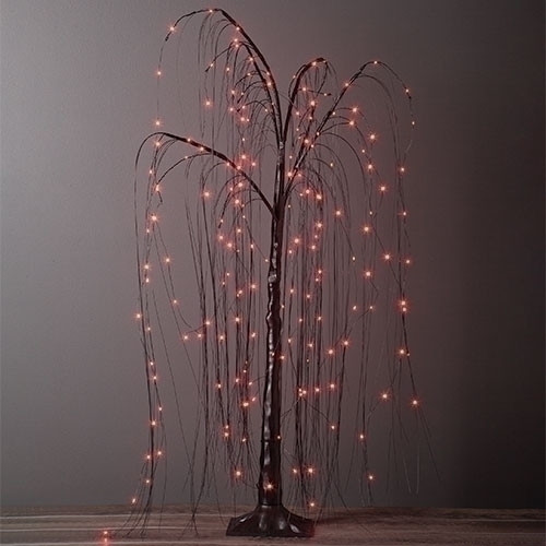 48" CREEPING WILLOW HALLOWEEN TREE WITH ORANGE LIGHTS - 160224