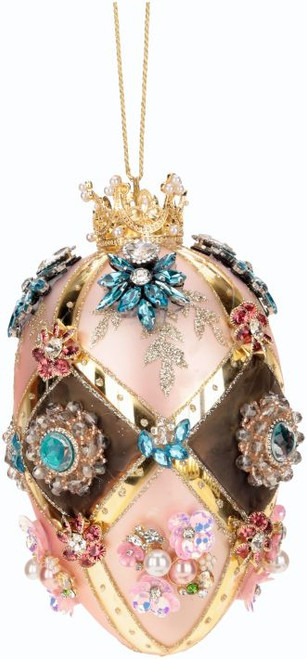 FABERGE JEWEL EGG ORNAMENT PINK AND BROWN - 36-35490 FABERGE JEWEL EGG ORNAMENT PINK AND BROWN - 36-35490