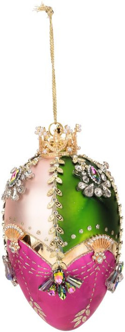 FABERGE JEWEL EGG ORNAMENT MAGENTA AND GREEN AND PINK -36-35492 FABERGE JEWEL EGG ORNAMENT MAGENTA AND GREEN AND PINK -36-35492