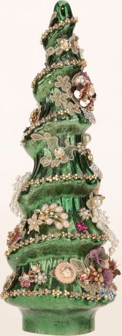 JEWELED CHRISTMAS TREE GREEN 15" - 38-34187