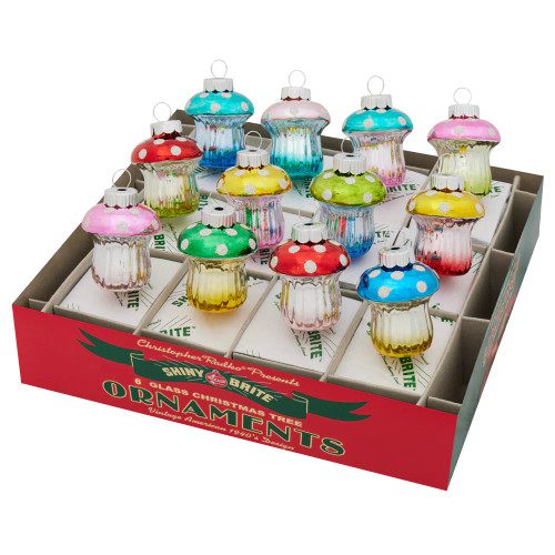 CHRITSMAS CONFETTI RAINBOW 12 COUNT 1.75" MUSHROOMS - 4028230