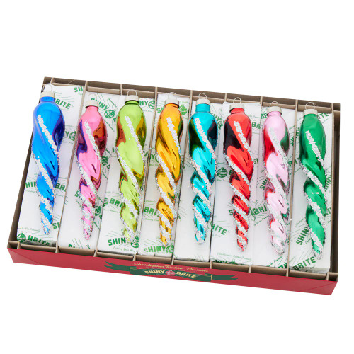 CHRISTMAS CONFETTI 8 COUNT 6" GLASS ICICLES - 4028236 CHRISTMAS CONFETTI 8 COUNT 6" GLASS ICICLES - 4028236
