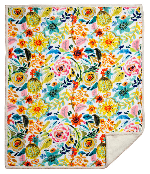 FIELD OF FLOWERS PLUSH SHERPA THROW - JP819