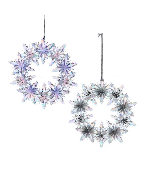 LAVENDER AND CLEAR IRIDESCENT WREATH ORN - T3649 LAVENDER AND CLEAR IRIDESCENT WREATH ORN - T3649