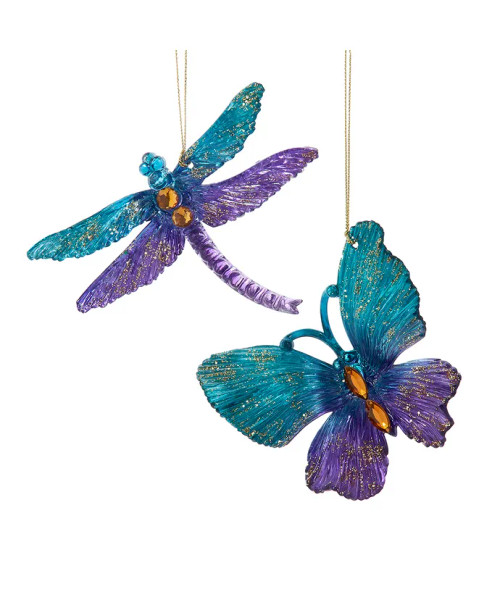 TEAL AND PURPLE BUTTERFLY AND DRAGONFLY - T3656 TEAL AND PURPLE BUTTERFLY AND DRAGONFLY - T3656