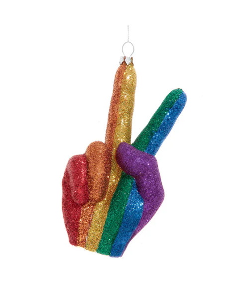 GLASS PRIDE PEACE HAND ORN - T3715
