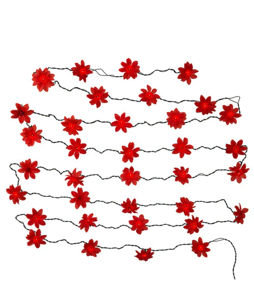 20 RED POINSETTIA LIGHT SET - UL4016 20 RED POINSETTIA LIGHT SET - UL4016