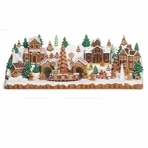 MUSICAL LED GINGERBREAD MANTLE PIECE 24.5"L  - 135831