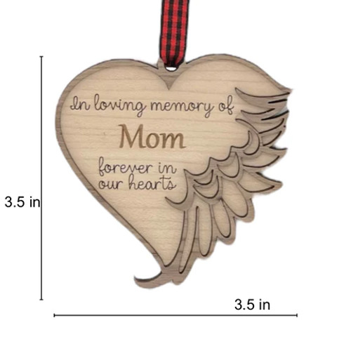 WOODEN IN LOVING MEMORY OF MOM HEART ORNAMENT - COMEM-09