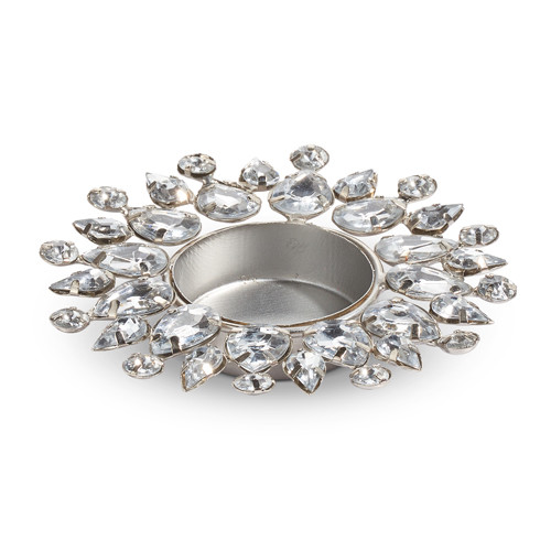 4" SILVER JEWELED CANDLE HOLDER - 4403611