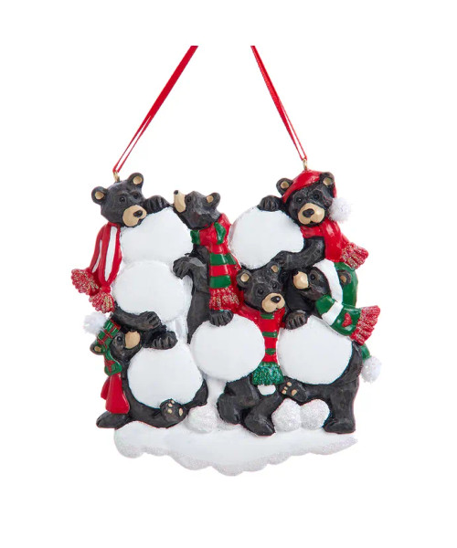 BLACK BEAR SNOWBALL FAMILY OF 6 ORNAMENT - A2258 BLACK BEAR SNOWBALL FAMILY OF 6 ORNAMENT - A2258