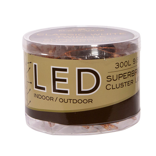 19.7' 300-LIGHT CLASSIC WHITE SUPERBRIGHT FAIRY TWINKLE LED CLUSTER LIGHT - COPPER WIRE - AD1042CLW 19.7' 300-LIGHT CLASSIC WHITE SUPERBRIGHT FAIRY TWINKLE LED CLUSTER LIGHT - COPPER WIRE - AD1042CLW