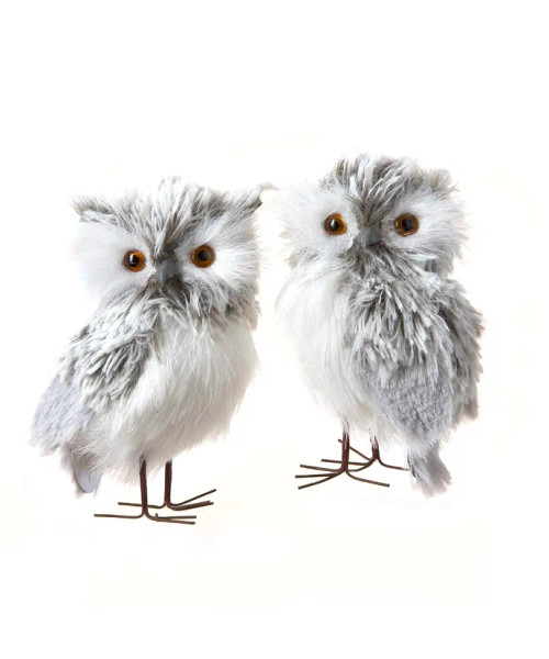 5" FURRY GRAY OWL - C2225