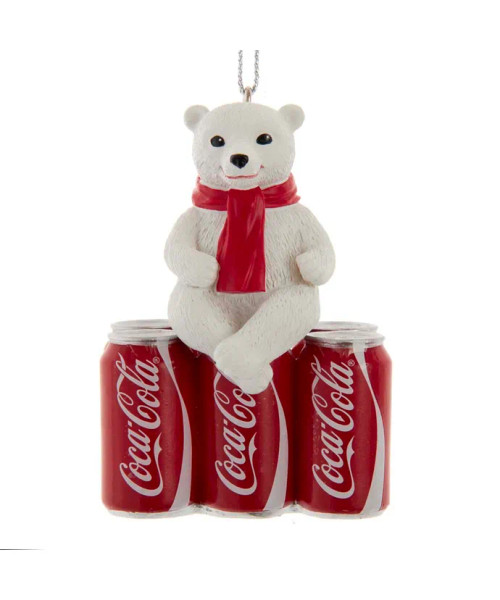 COCA-COLA CUB WITH SIX-PACK CANS ORNAMENT - CC2203