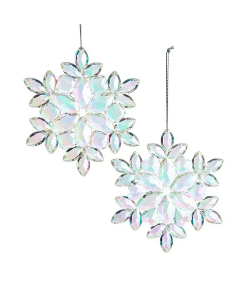CLEAR IRIDESCENT SNOWFLAKE ORNAMENT - D3820