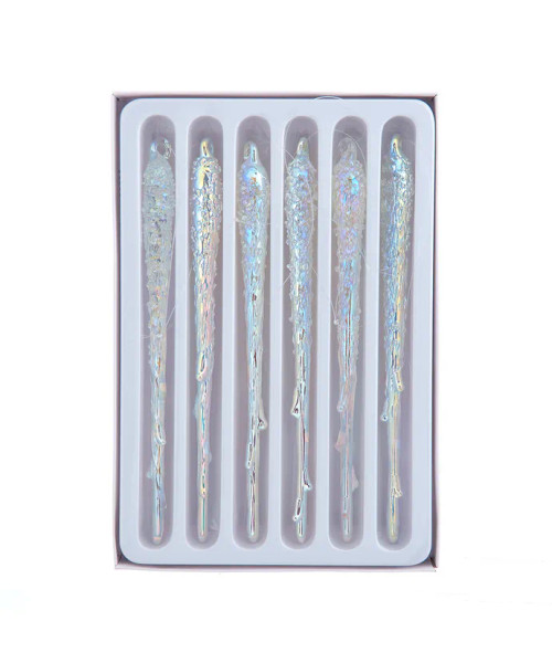 GLASS IRIDESCENT ICICLE ORNAMENT - D4582 GLASS IRIDESCENT ICICLE ORNAMENT - D4582
