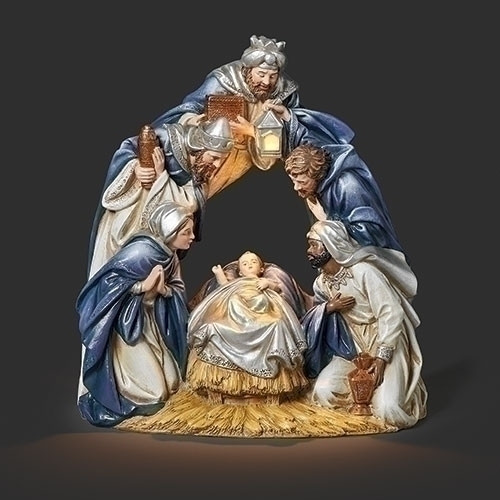 NAVY AND SILVER LIGHTED ARCHED NATIVITY - 633476 NAVY AND SILVER LIGHTED ARCHED NATIVITY - 633476
